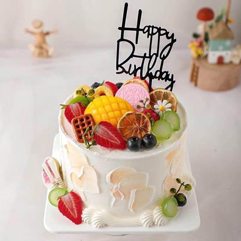 Cute Fruit Simulation Cake Model Ornaments Shop Showcase Cake Sample Display Birthday Wedding Cake Mold Decoration Shooting Prop