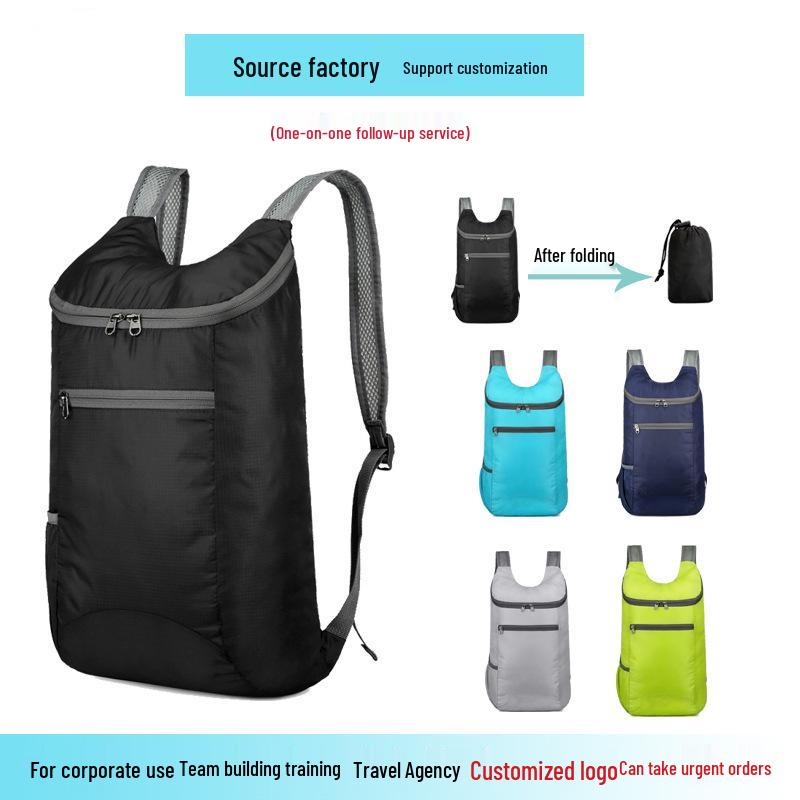 Men's and Women's Large Capacity Lightweight Outdoor Sports Backpack - Water-Repellent and Foldable with Custom Logo.
