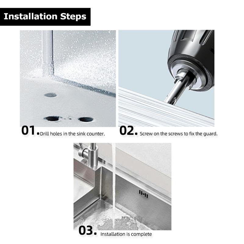 2 Pcs Kitchen Sink Splash Guard Metal Splashback Rustproof Side Splash Guard Home Pool Sink Guard Easy To Install