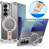 Oatsbasf Magnetic Metal Phone Case for Samsung Galaxy Z Fold 7 with Ring Stand 360°Rotatable Ultra-thin Frameless Shockproof