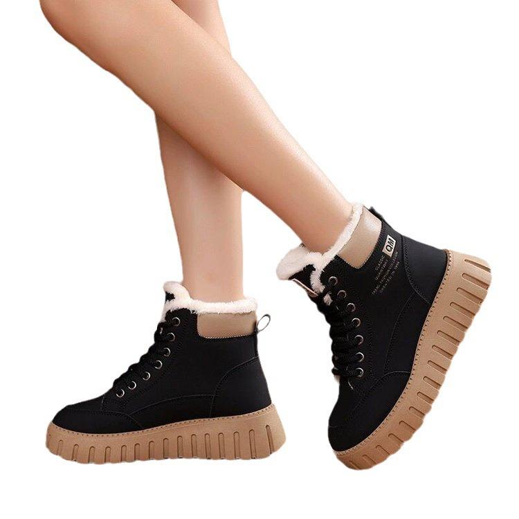 Winter new high-top velvet Martin boots female students thick-soled casual warm street shot K