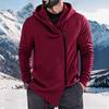 Men Fleece Hoodies Asymmetric Diagonal Zipper Sweatshirt Autumn Winter Casual Long Sleeve Hooded Jacket