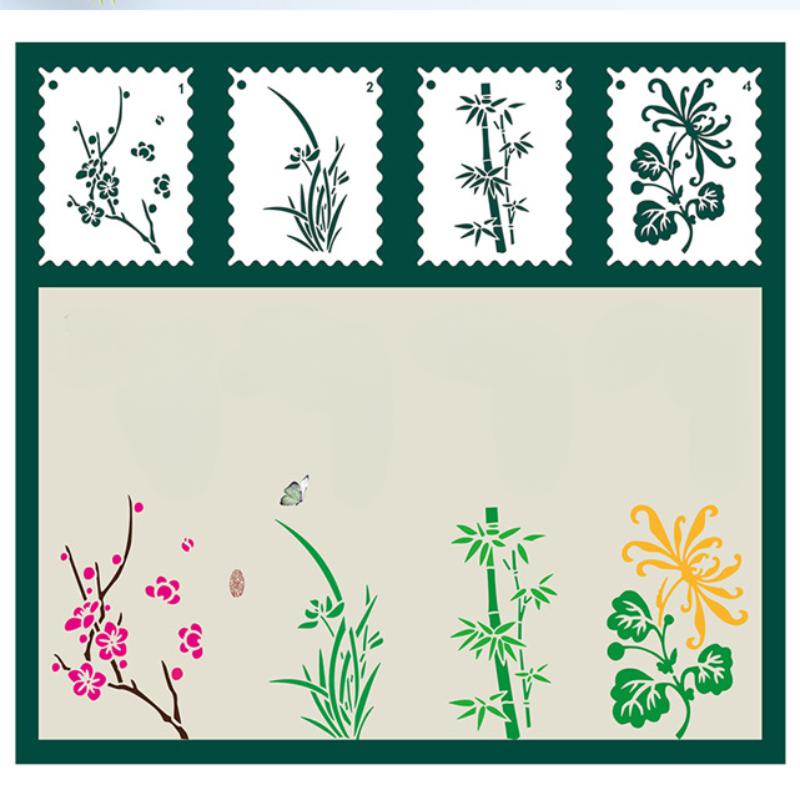 25 Sheets/set, Four Seasons Flowers, Painting Template, Plants, Children's Drawing, Rubbing Tool, DIY Booklet, Spray Painting, Hollow Template