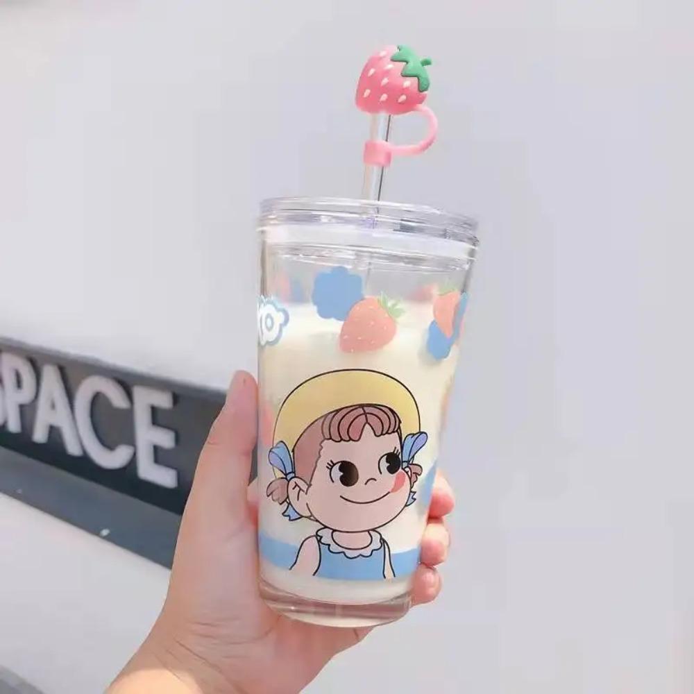 

Простая и милая чашка-мультяшка с улыбающейся сестрой-молоком, чашка для завтрака, чашка для напитков с клубникой для девичьего сердца, термостойкая чашка 301-400ml