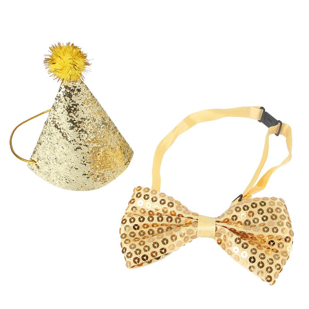 

Blue Birthday Stylish Pet Outfit Set Featuring A Trendy Hat Colorful Banner And Handy Bib For Fun Pet Parties Gold Bow