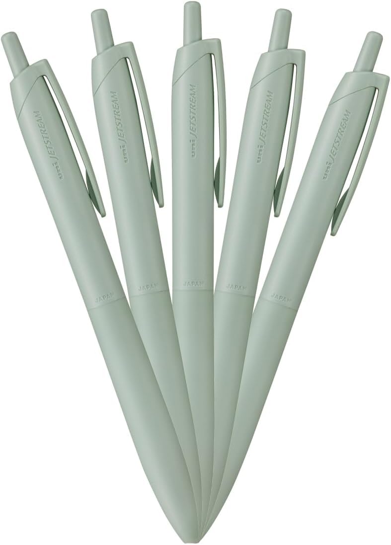 

Mitsubishi Pencil Jetstream Light Touch Ink Ballpoint Sage Green Oil-Based Pen, 5-Pack, 0.5mm Tip, (HSXNSL055P.52)