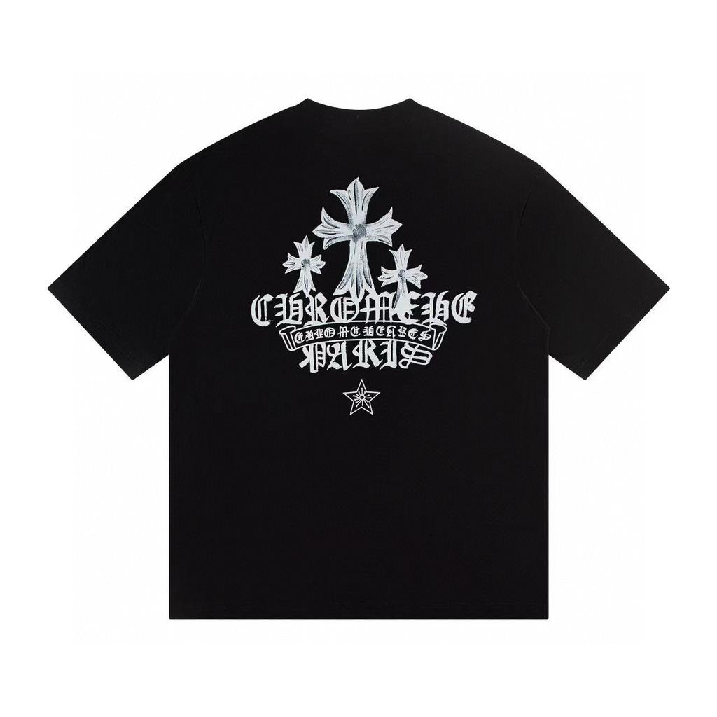 W372 CHROME HEARTS 2025 Summer New High Quality Cotton Round Neck Loose Large Size Men's and Women's T-shirt Couple T-shirt