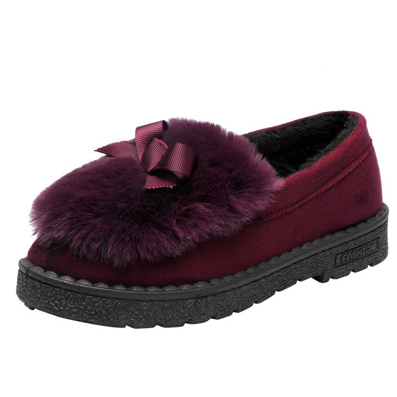 Doudou shoes women's new winter warm plush shoes flat women's shoes versatile cotton shoes