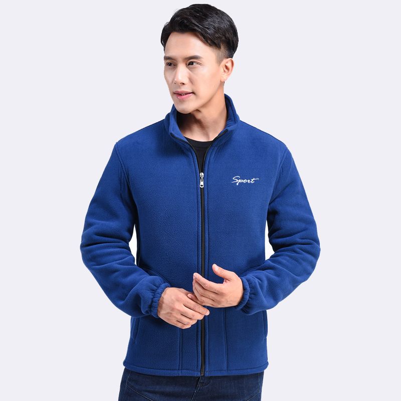 

Полар-флис Уличный флис Мужской кардиган Повседневная свободная куртка большого размера Одежда для папы для мужчин среднего и пожилого возраста M темно-синий