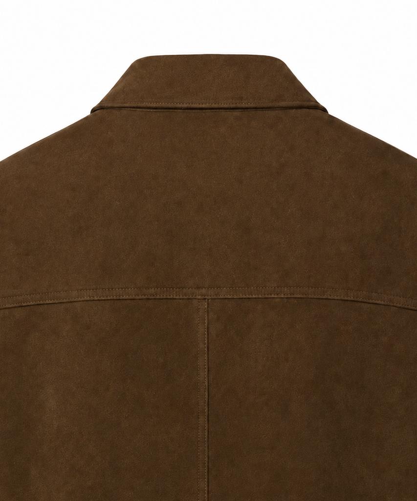 IL CORSO Faux Suede Trucker Jacket Brown