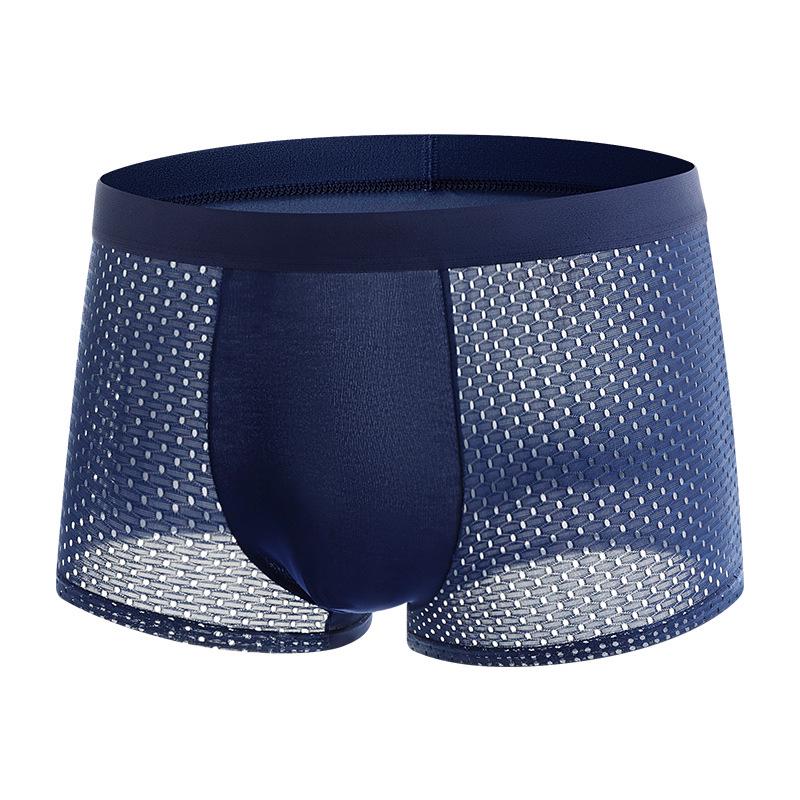 Men's Breathable Ice Silk Mesh Boxer Briefs - Mid-Waist, Comfortable Fit for All Ages