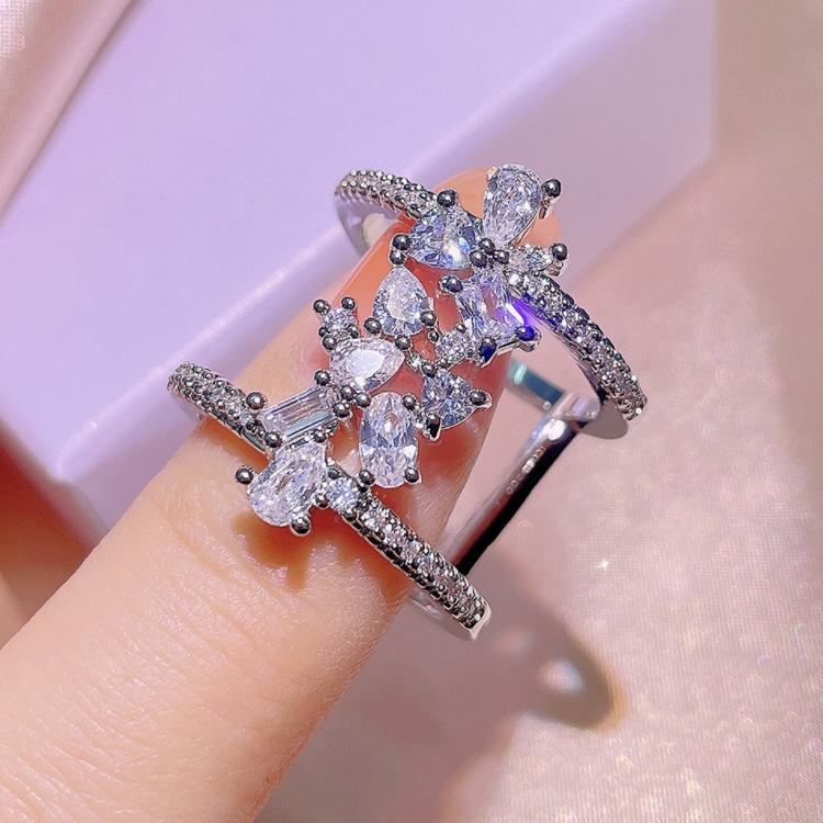 Multi Layer Smart Diamond-encrusted Female Ring Index Finger
