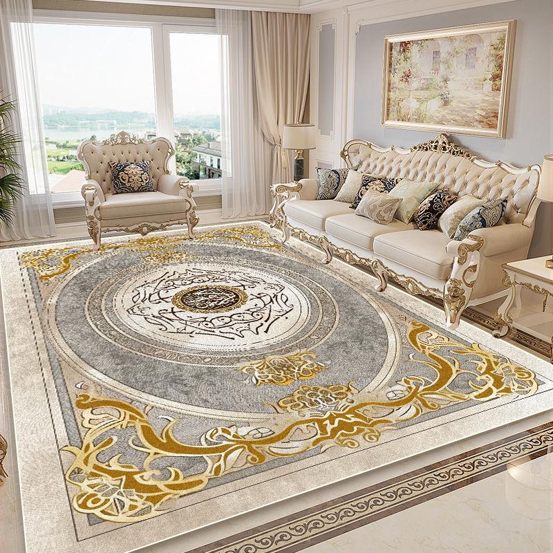 Evropský styl Zlatý koberec Obývací pokoj Luxusní dekorace Flanel Velké koberce Prostor pro pohovku Konferenční stolky Protiskluzová Měkká podložka Ložnice
