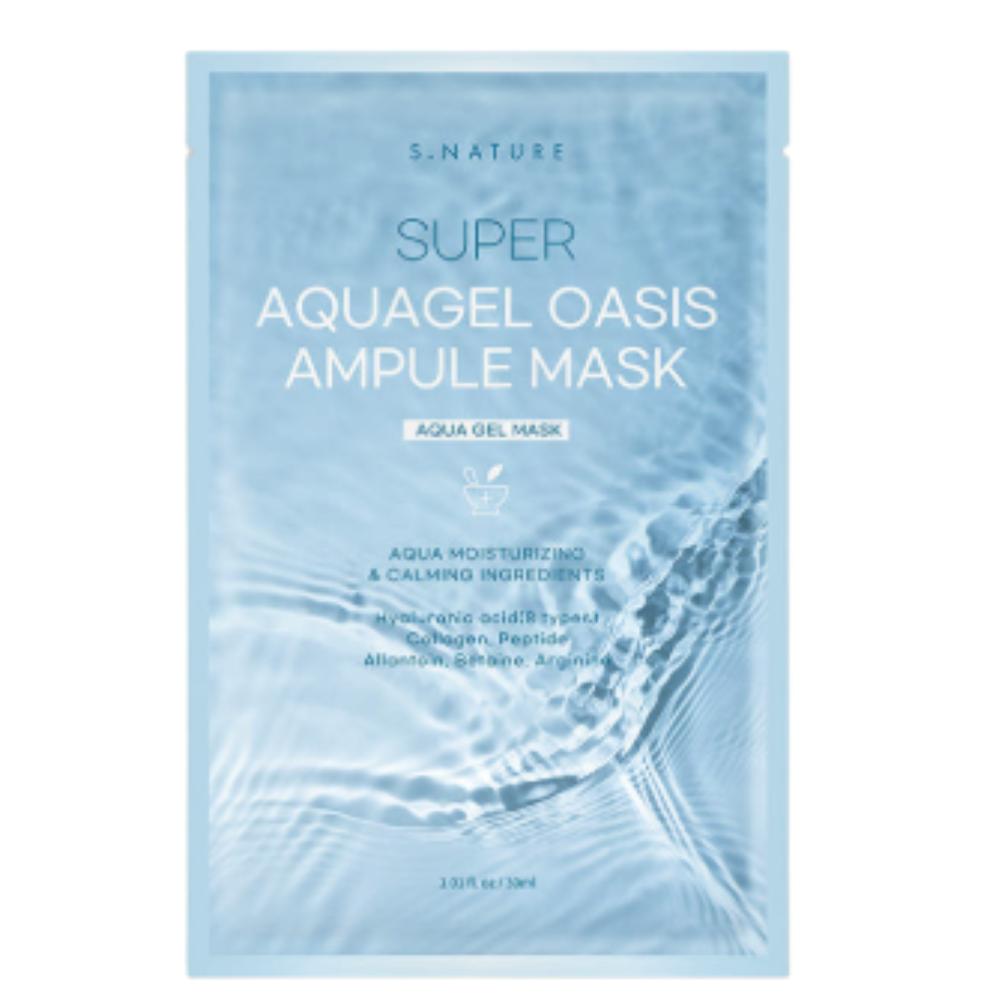 

S-NATURE Super Aqua Gel Oasis Ampoule Mask 10 Sheets - Intensive Hydrating & Soothing Treatment for Glowing Skin