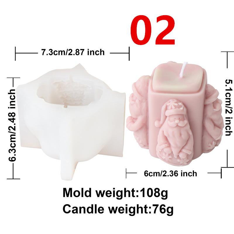 Christmas Silicone Candle Mold Santa Claus  Christmas Tree Cylinder Shape DIY Aromatherapy Candle Mold Gypsum Home Decoration