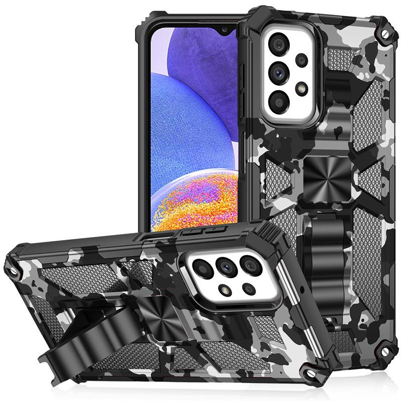 Suitable for Samsung A53 Camouflage Bayi Series Mobile Phone Cases S22 Ultra Magnetic Snap Bracket Anti Fall Protection Case