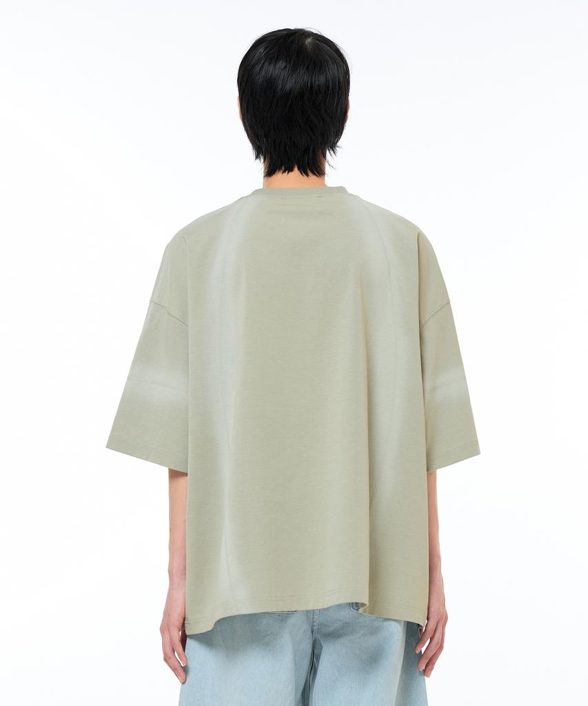 ZENSAI Rough Stitch Line Spray Painting T-Shirt