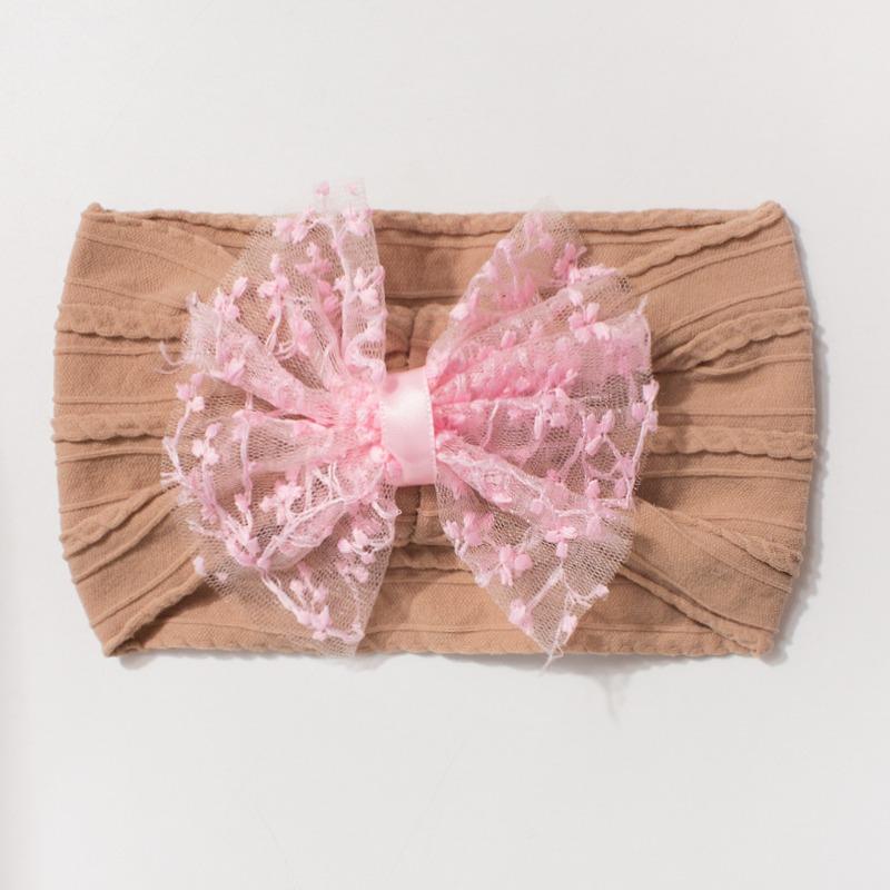 New Jacquard Baby Elastic Headband, Cute Lace Bow Children's Headscarf, Thin Baby Headband