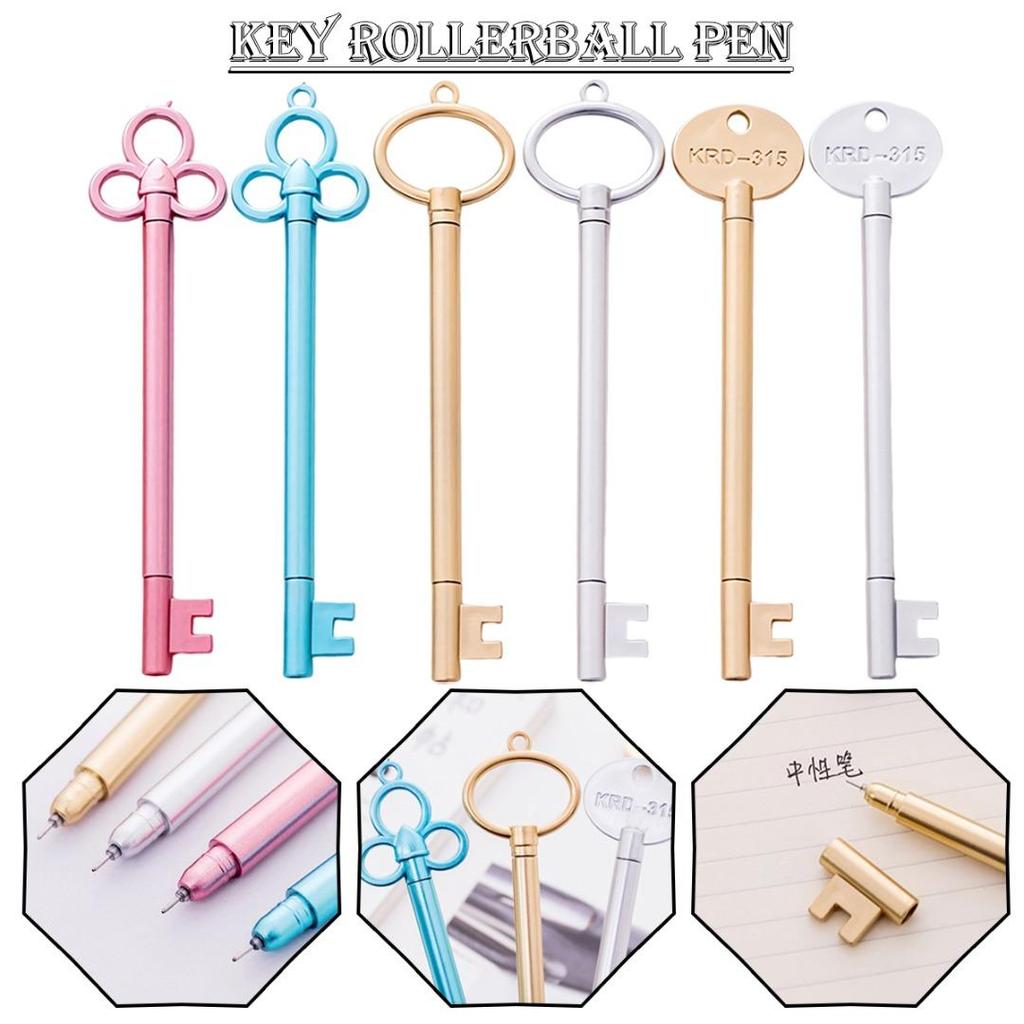 6/12pcs 5 Colors Vintage Key Shape Pen Ballpoint Pen 0.38mm
