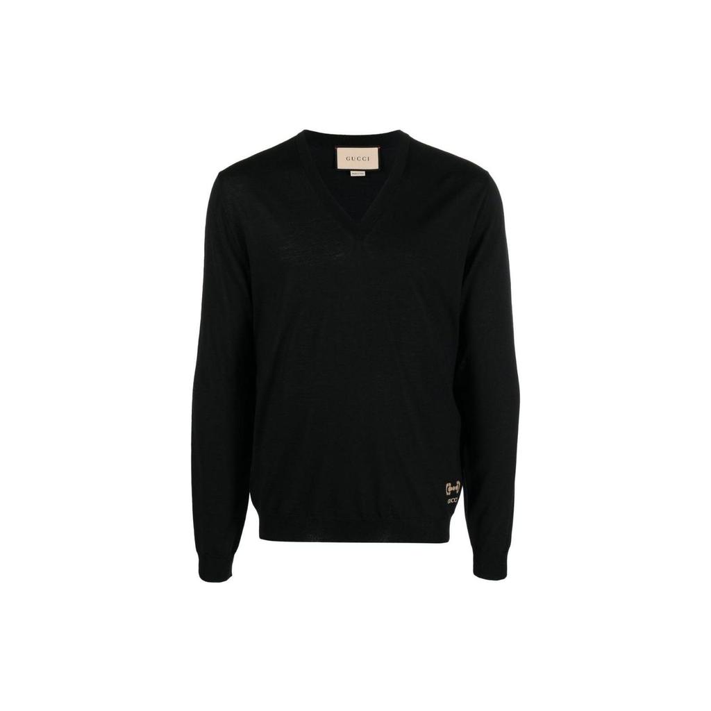GUCCI Sweaters Men's Black V Neck Moderate Other 713566-XKCOR-1000