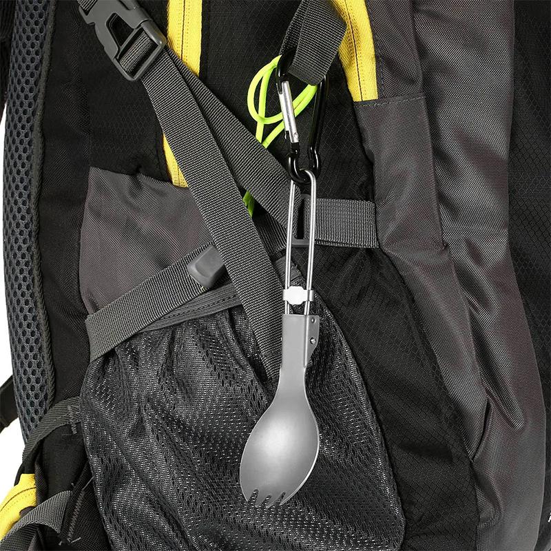 1pc-Titanium Folding Spork Outdoor Camping Supplies Hiking Backpacking Dinner Spork Utensil Tableware Fork Spoon for Hiking