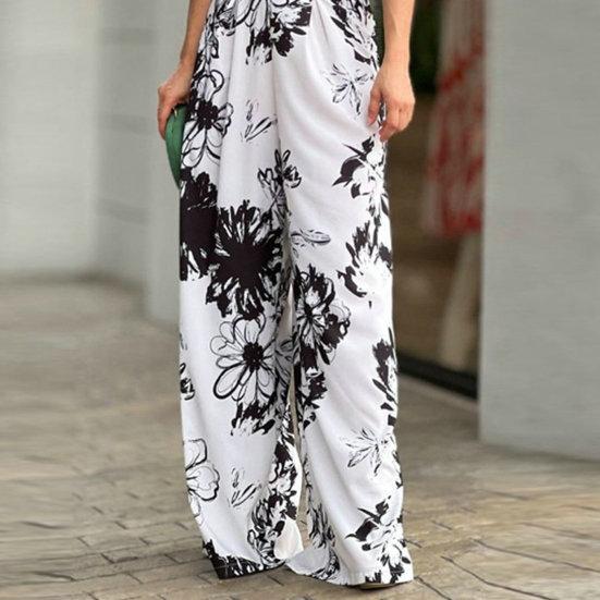 Tuta da donna con scollo a V, maniche a pipistrello a metà manica, schiena scoperta, vita alta, elastico in vita, stampa floreale, ampia, casual, tutina