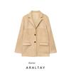 Araltay New Arrival Women's Fashion Style Fashion All-Match Retro Long Sleeves Single-Breasted Suede Suit Outwear
