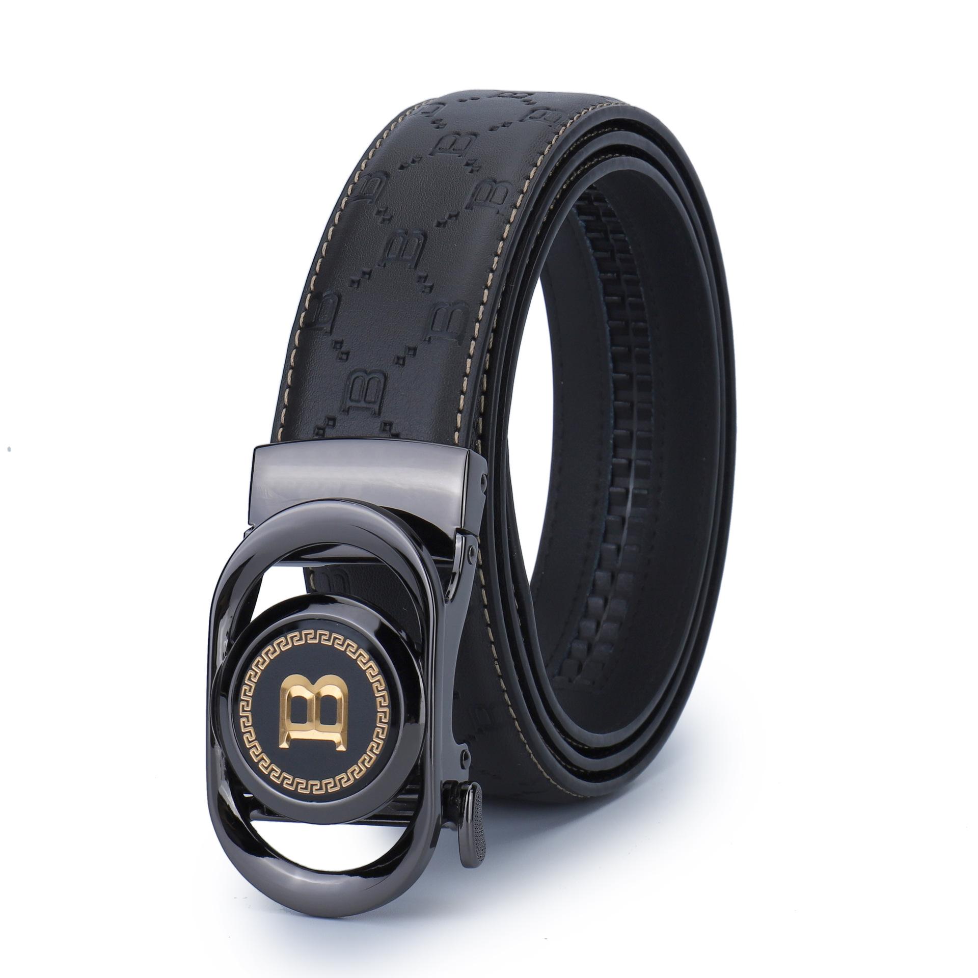 

Четыре сезона в наличии подлинный кожаный мужской ремень сплав автоматическая пряжка ремень с буквами деловой повседневный ремень для брюк мужской 130cm чёрный/золотой