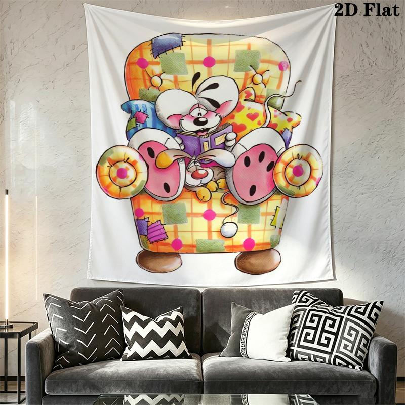 Diddl Wall Tapestry Aesthetic Wall Hanging Printed Fabric Blanket Decorative Tapestries for Bedroom Living Room Home Decor