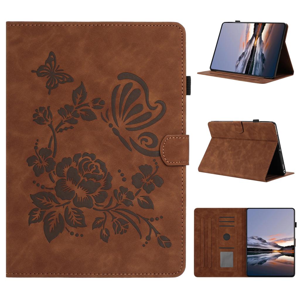 For Amazon Kindle Paperwhite (2024) Case Card Holder Stand Butterfly Floral Imprinted Leather Tablet Cover