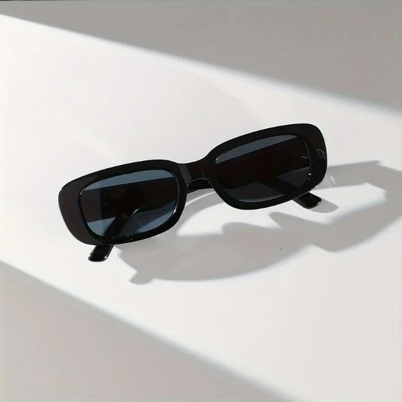 Stylish Black Rectangular Glasses for Women Glossy Durable Plastic Frame Fashion Eyewear for Casual Outfits