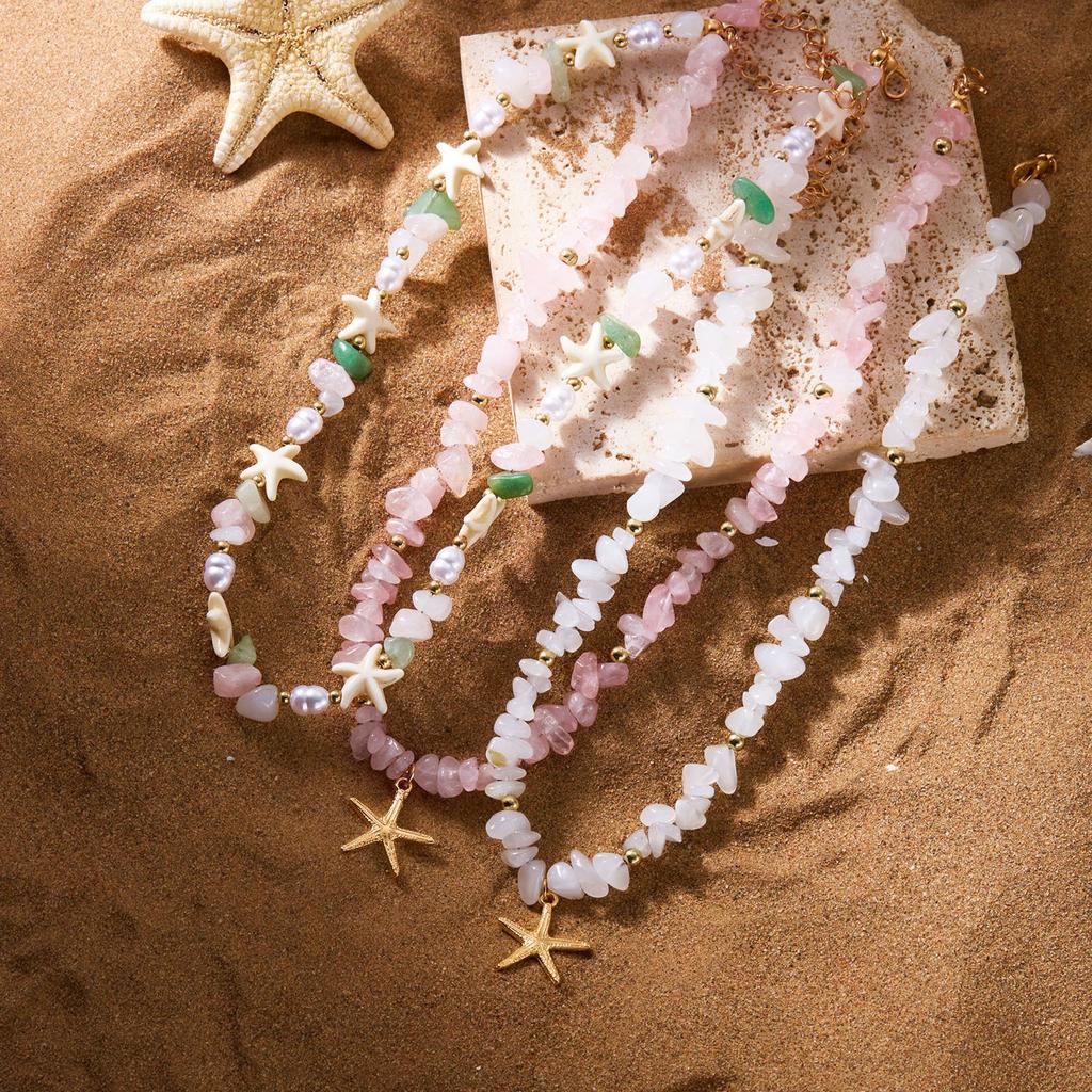 Europa, Amerika, Sommer Dopamin Süß Kies Schmetterling Halskette Damen, Urlaubsstil Perlen Vielseitige Halskette