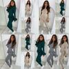 Stylish Women's Ladies Fine Ribbed Frill Peplum Button Loungewear Suit Tracksuit Set For Cozy Comfort