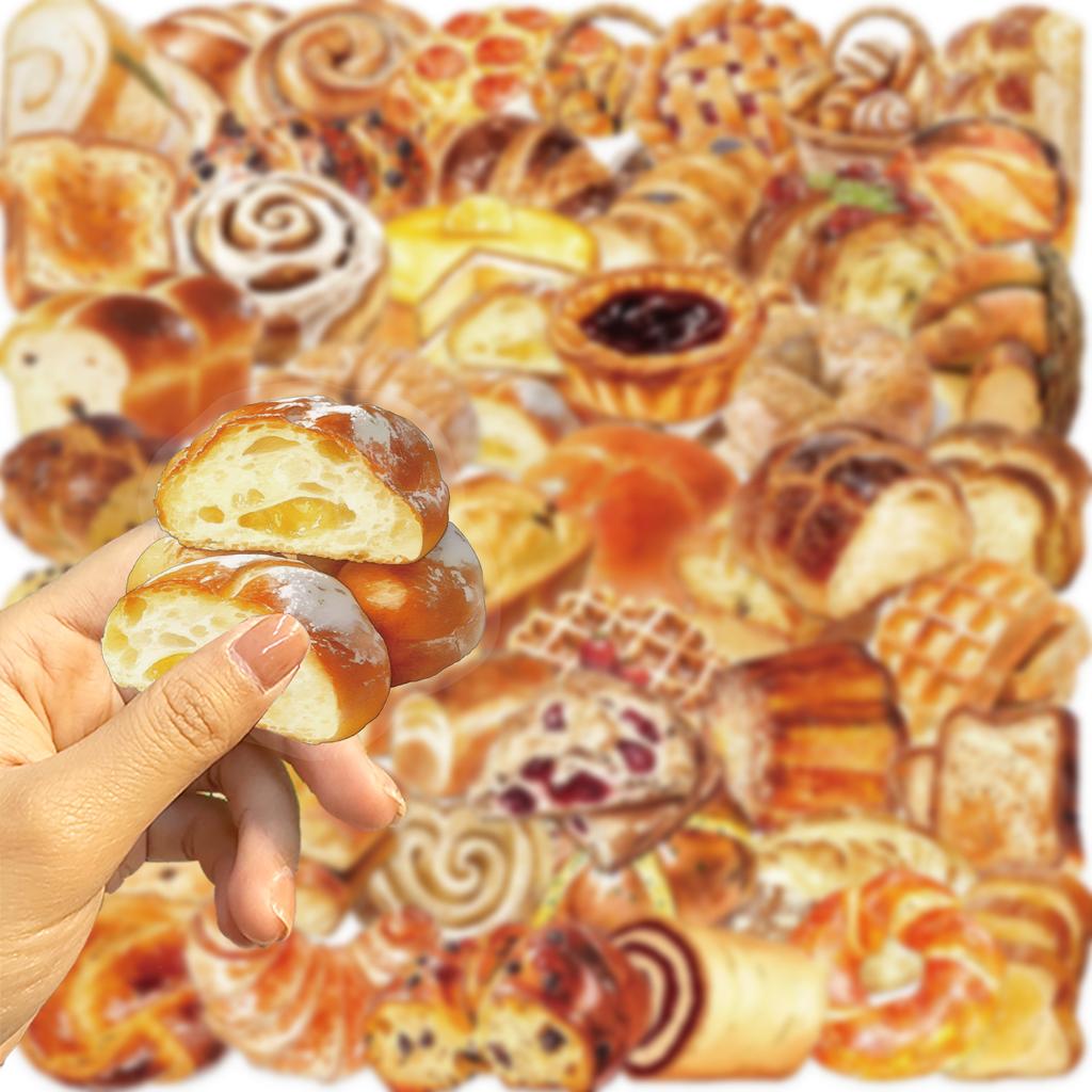 50 Transparent Cartoon Bread Baking Sticker Pack Waterproof Transparent PET Manual Material Decorative Guitar Notebook