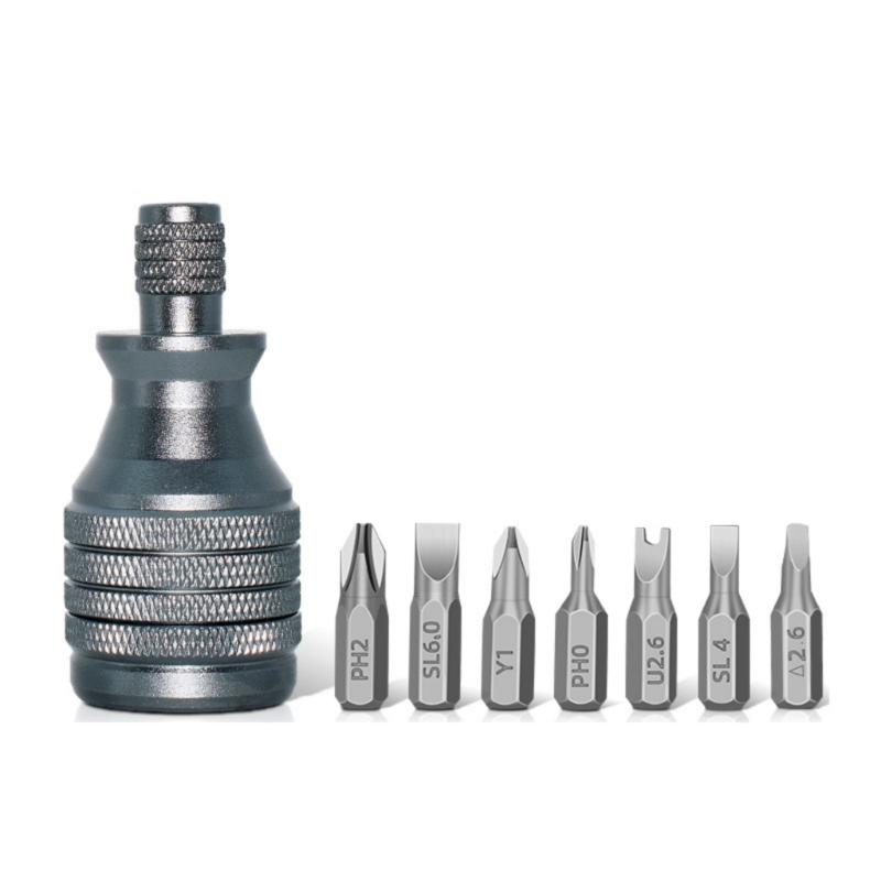 

Mini Screwdriver Aluminum Screwdriver 1/4inch Magnetic Screwdriver 7 in 1 Steel Drill Bit Decoration Repair Hand Tool 1