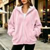 Sweat à capuche zippé pour femme, manches longues, coupe ample, veste décontractée de couleur