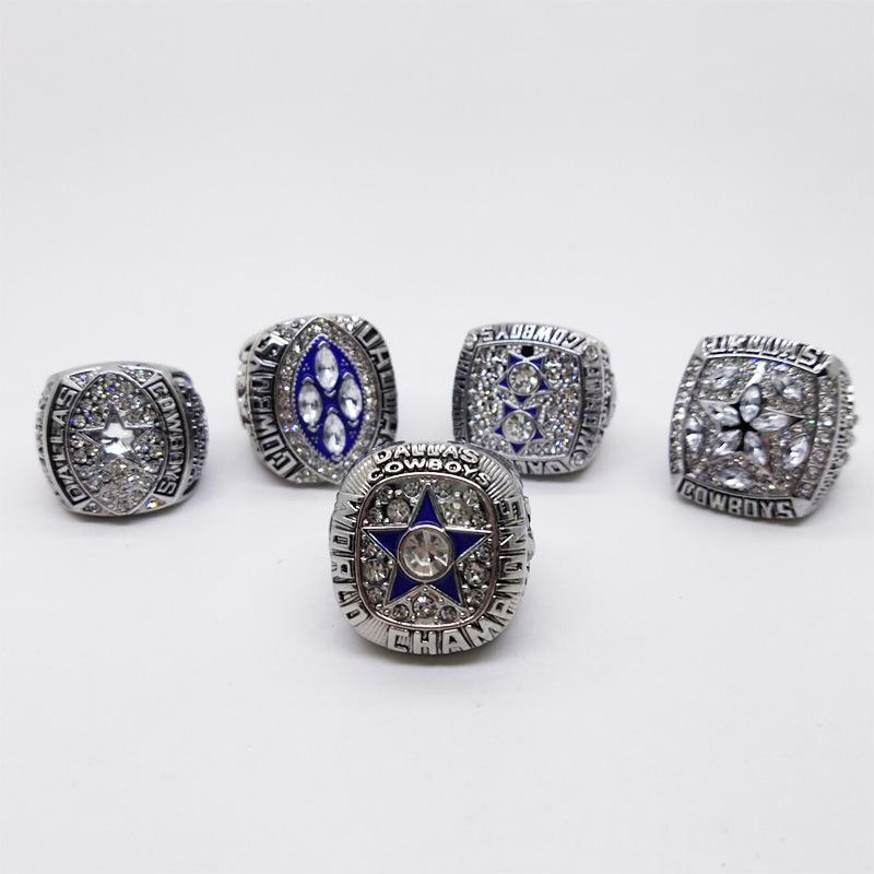Dallas Denim Crown Jewelry Ring Set 5 Pieces European and American Men's Fashion Rings