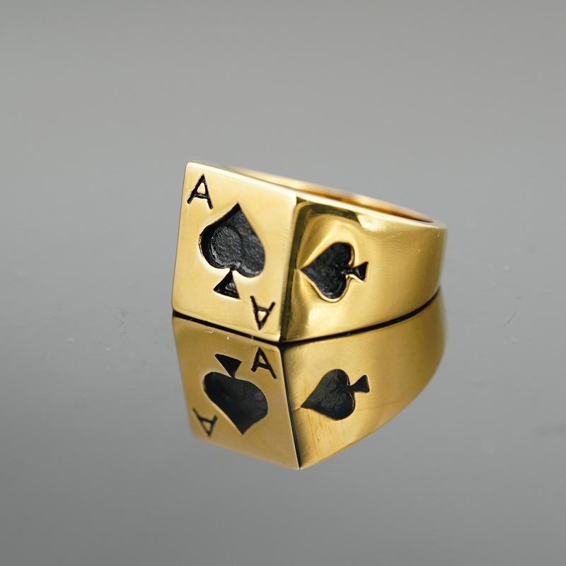 New Fashion Vintage Lucky Poker Opening Rings For Women Men Playing Card Finger Stainless Steel Ring Fashion Party Jewelry