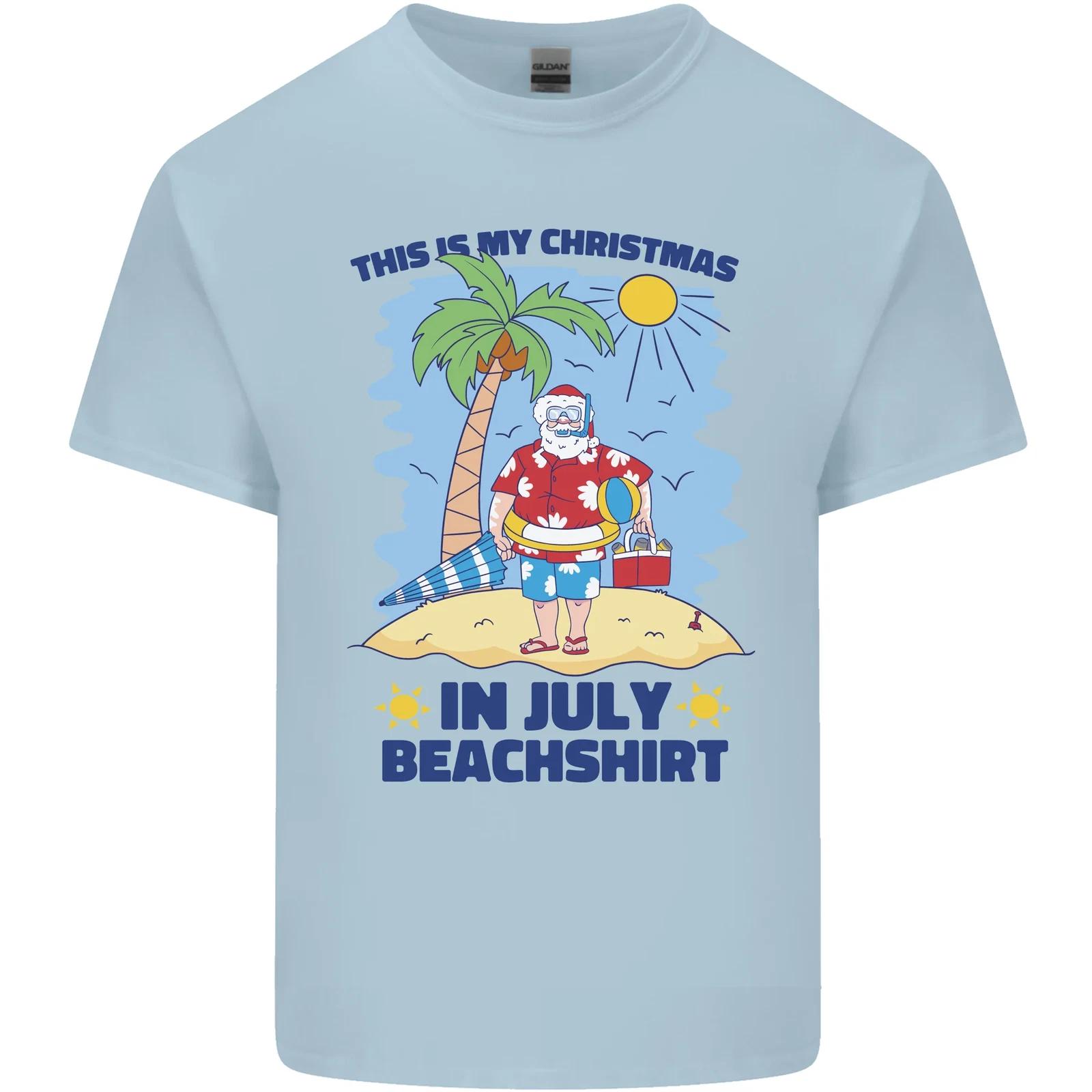 Christmas in July Summer Santa Clause Beach Kids T-Shirt Childrens S