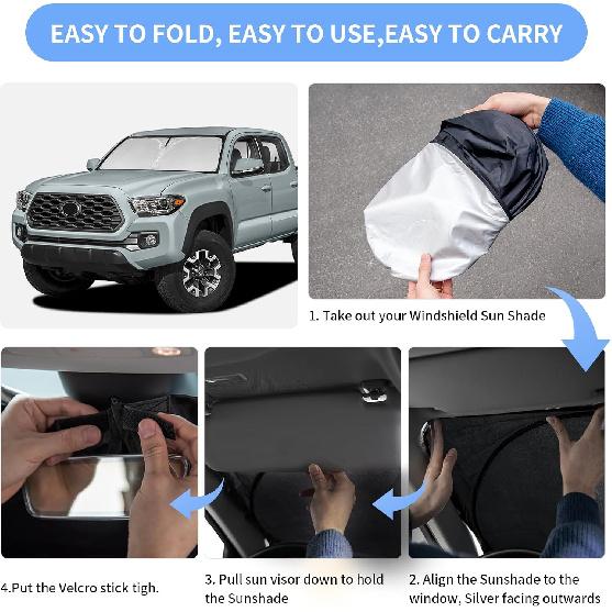 For Toyota Tacoma 2016- 2024 2025 2026 Sun Shade Sunshade Windshield Cover - 4 Layers Front Window Shade  Fit Tacoma 2Dr 4Dr Pickup Sun Visor 240T