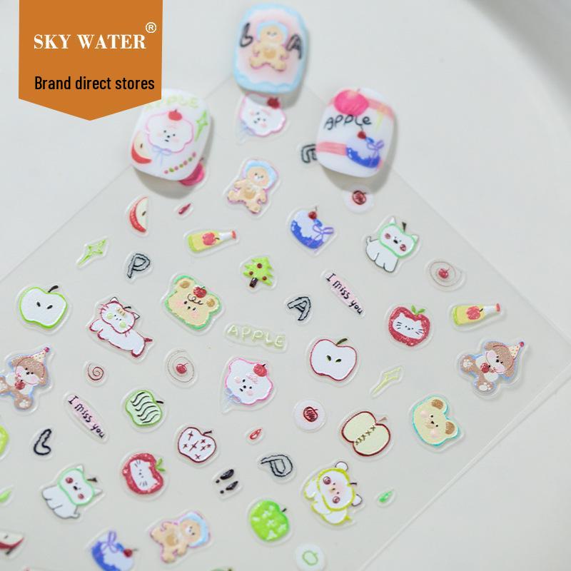 Sky Graffiti 3D Embossed Cute Bear Nail Art Stickers