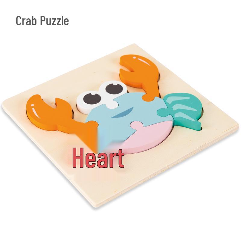 Wooden 3D Puzzle for Early Education: Infant & Toddler Intellectual Development, Hand-Eye Coordination Toy for 1-3 Year Old Boys & Girls