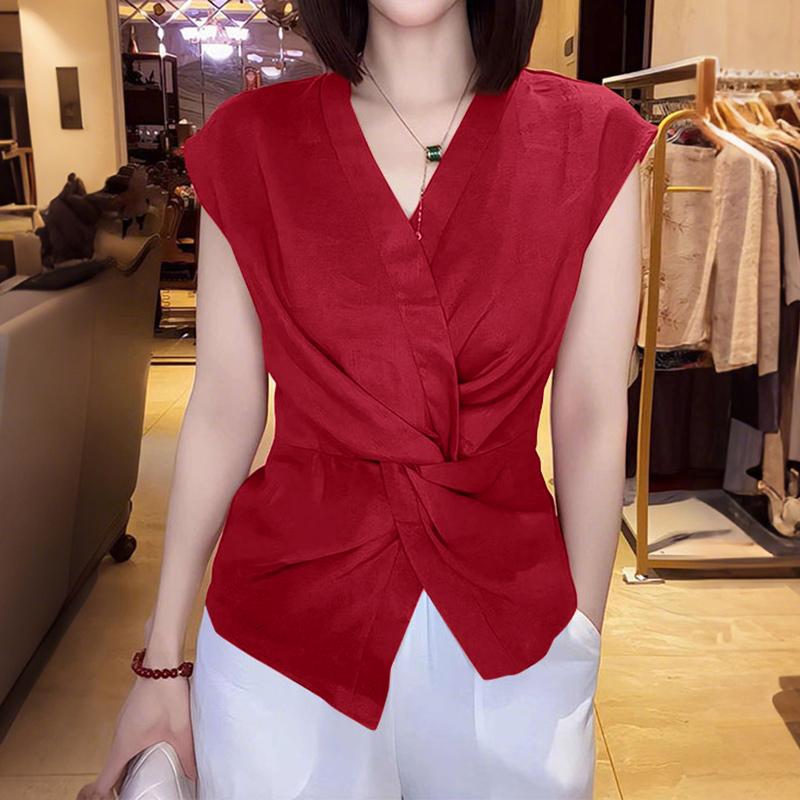 ZANZEA Women V-Neck Solid Color Casual Sleeveless Blouse