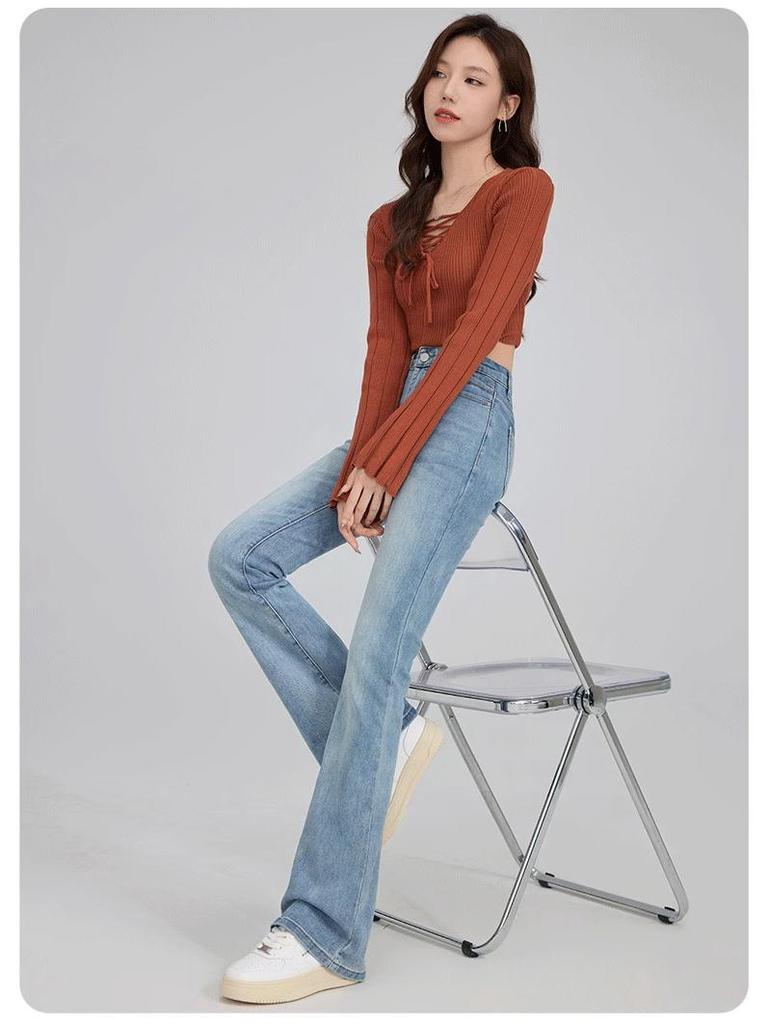 Women's 2025 High Waist Drapey Retro Slimming Micro Flare Jeans