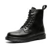 2024 autumn and winter new men's leather boots cowhide tooling shoes medium help British style heightening Martin boots 6020-K