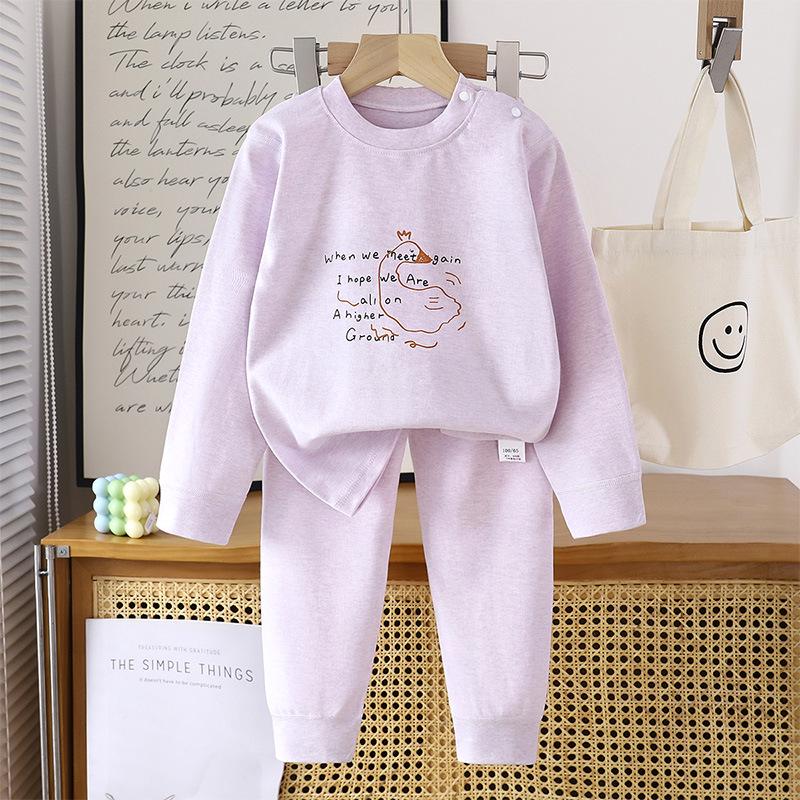 Autumn/Winter Kids' Cotton Long Underwear Set - Cute and Cozy Homewear