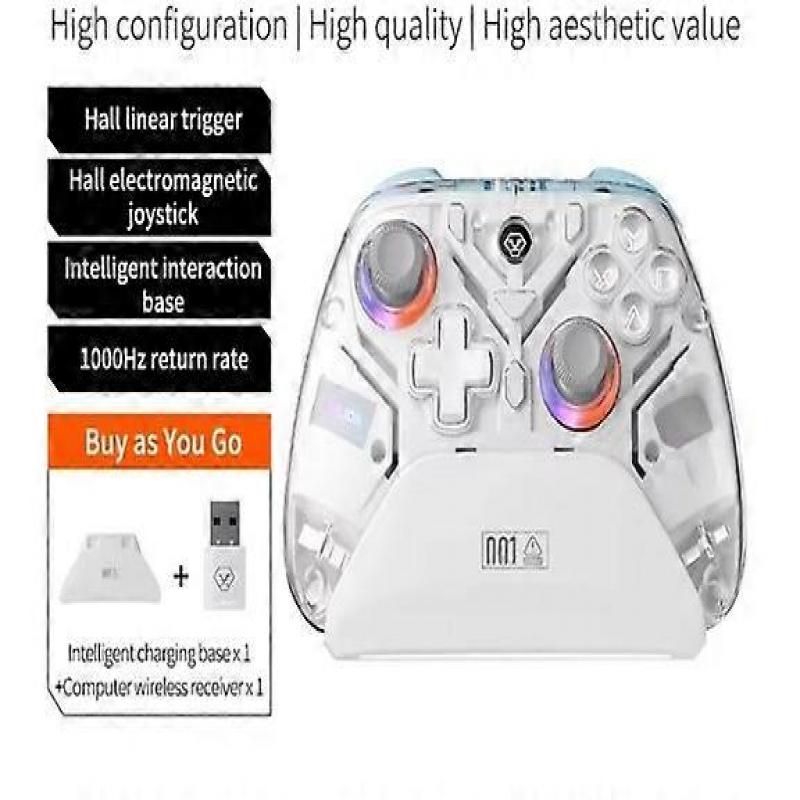 K10 Gaming Controller With Charging Dock RGB Wireless Gamepad Hall Effect Joystick Trigger For Nintend Switch/PC/Phone(White)