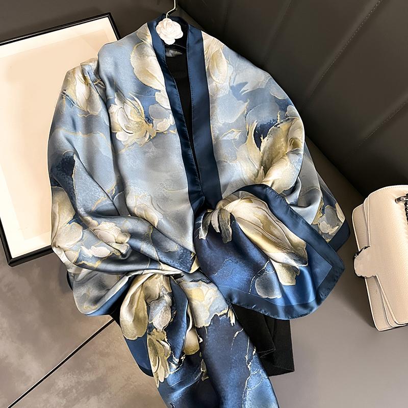 Jarní šátek Dámský luxusní design Polyesterový materiál Hladký šátek Měkká šála Plážový šátek