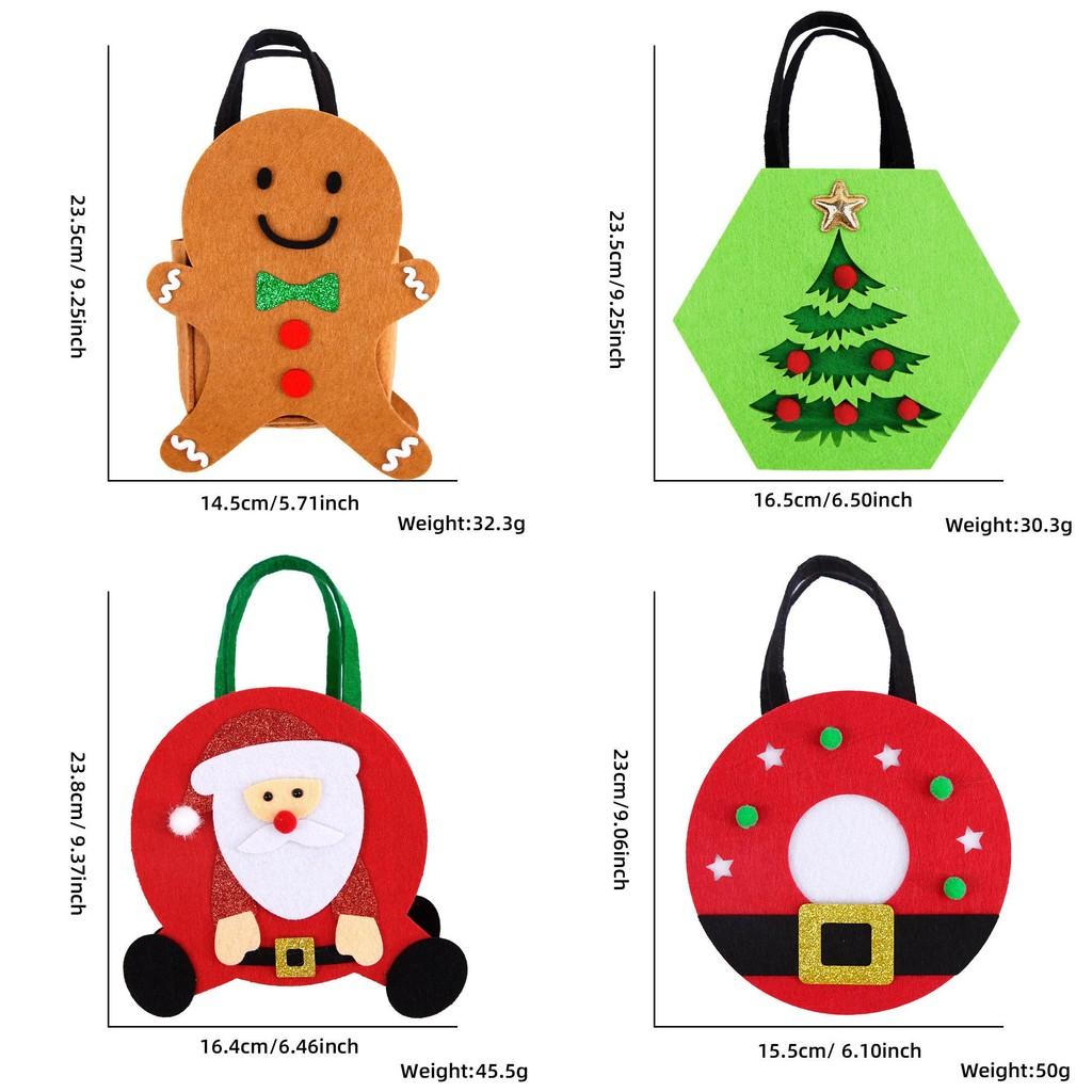 Cute Felt Christmas Tote Bag In Gingerbread Man Christmas Tree Santa Styles For Holiday Gifts