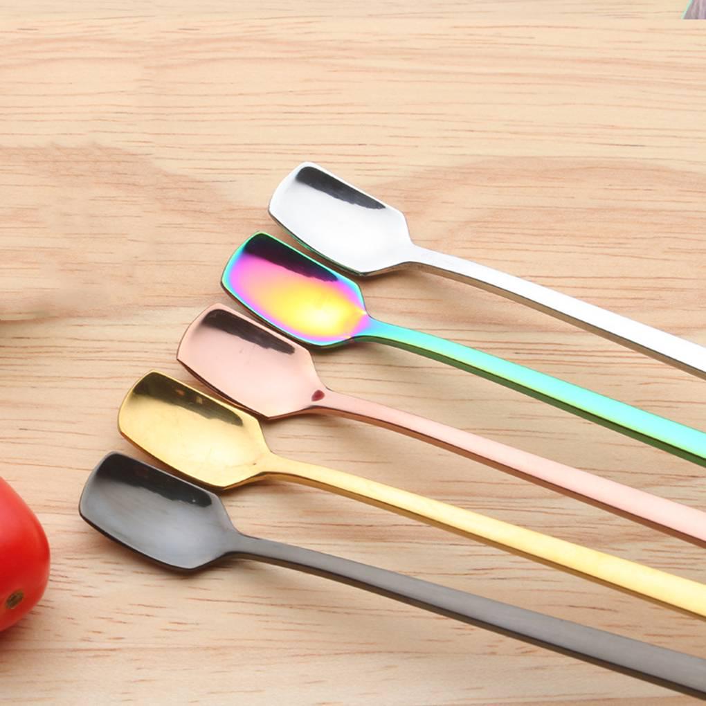 Ice Cream Tea Spoons Stainless Steel Long Handle Scoops Coffee Teaspoon